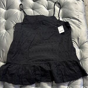 Free People Black Eyelet Ruffle Tank Top